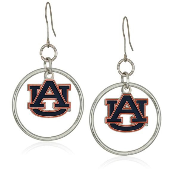 New NCAA Auburn Tigers Floating Logo Hoop Earrings - Picture 1 of 2